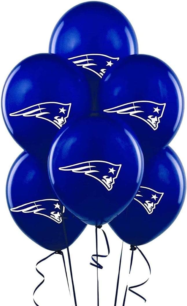 Amscan New England Patriots Latex Balloons, Pack of 6, Blue/White, 12"