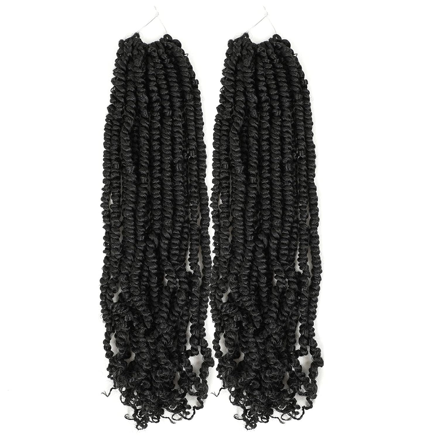 Fulcrum Pre-Twisted Passion Twist Crochet Hair 24 Inch, 2 Packs Pre Looped Passion Twist Braiding Synthetic Hair, Bohemian Braids For Crochet Pretwisted Hair Extensions (24Inch (Pack of 2), 1B#)