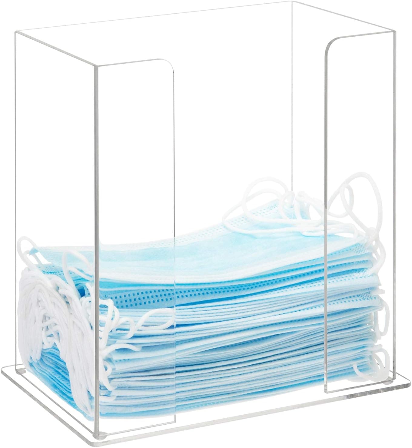 MyGift Premium Clear Acrylic Disposable Personal Face Mask Storage Box, Cleaning Gloves Shoe Covering Dispenser Holder