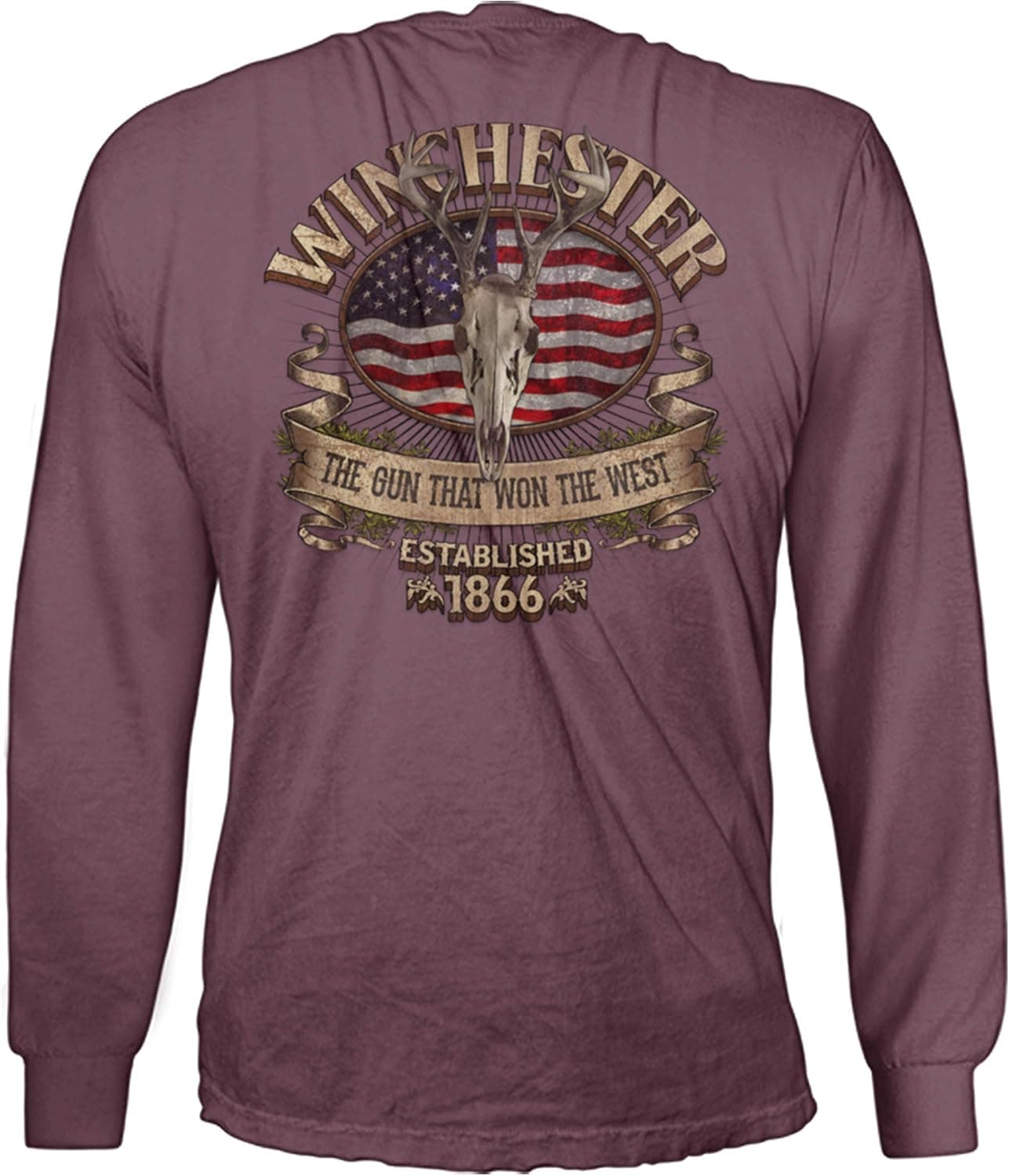 Winchester Official Men's Southern Rebel Skull Graphic Long Sleeve T-Shirt