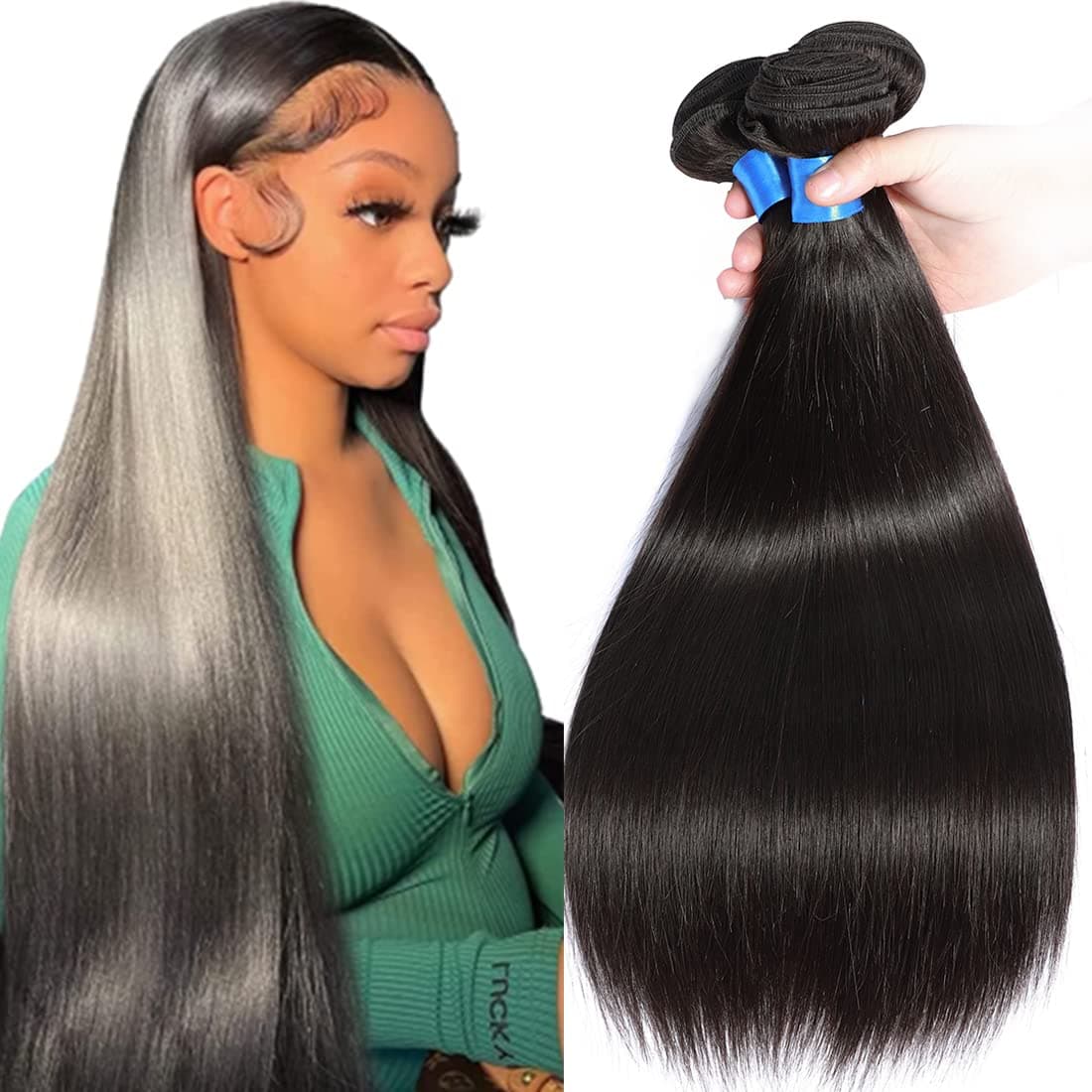 Cranberry Hair Brazilian Straight Hair 3 Bundles Unprocessed Brazilian Virgin Human Hair Bundles Natural Black 16" 18" 20" inch
