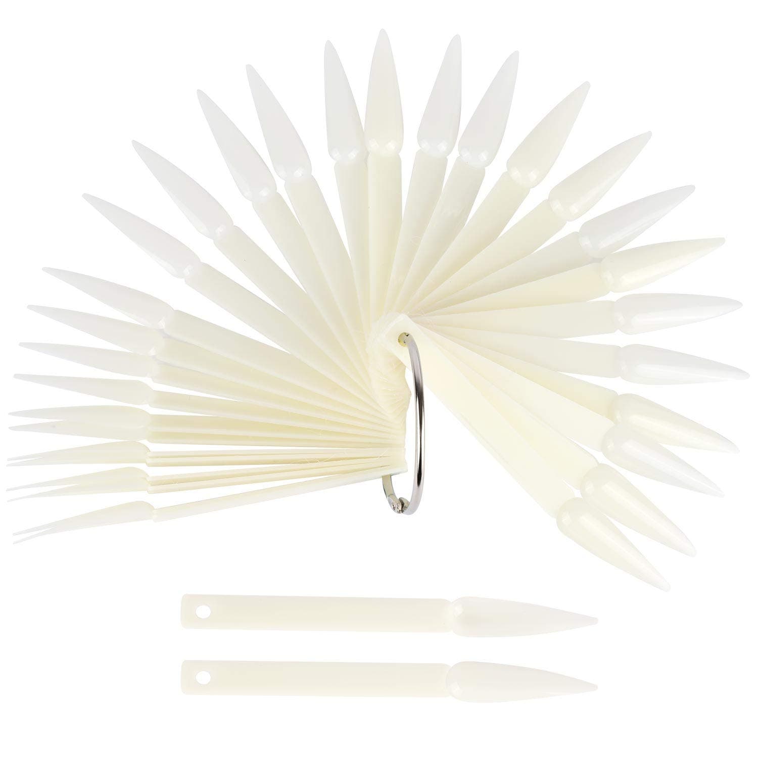 160 Pieces Nail Swatch Sticks Natural Stiletto Nail Display Tips Nail Color Swatches Pointed Tip Nail Art Practice Tips Nail Sample Sticks