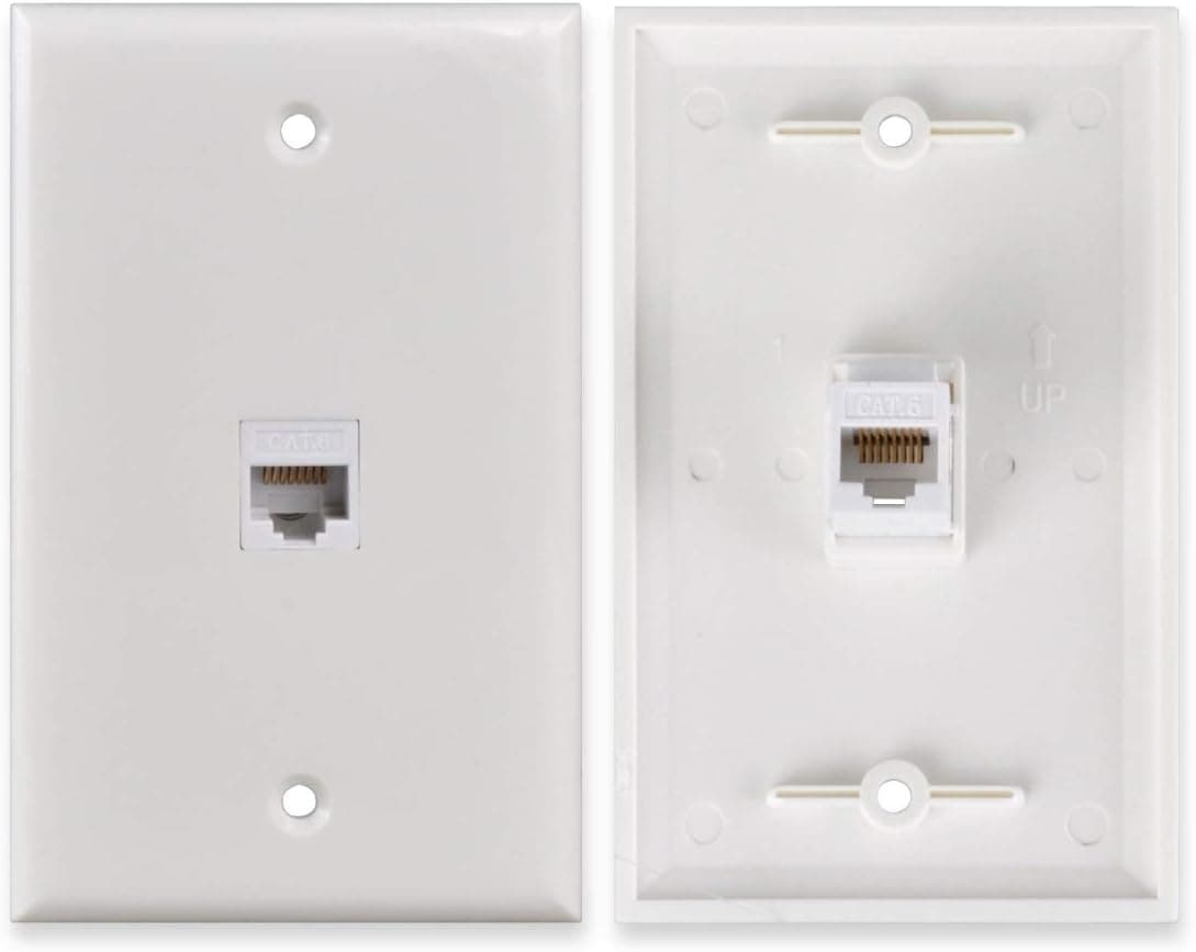 1 Port CAT 6 Ethernet Wall Plate, Conwork RJ45 Ethernet Keystone Inserts Jack Network Wall Plate Panel - Cat6/5/5e Compatible (2-Pack)