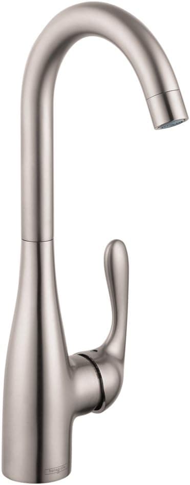 hansgrohe 14801801 Allegro E 14-inch Tall 1-Handle Bar Faucet in Stainless Steel Optic Drain Sold Separately