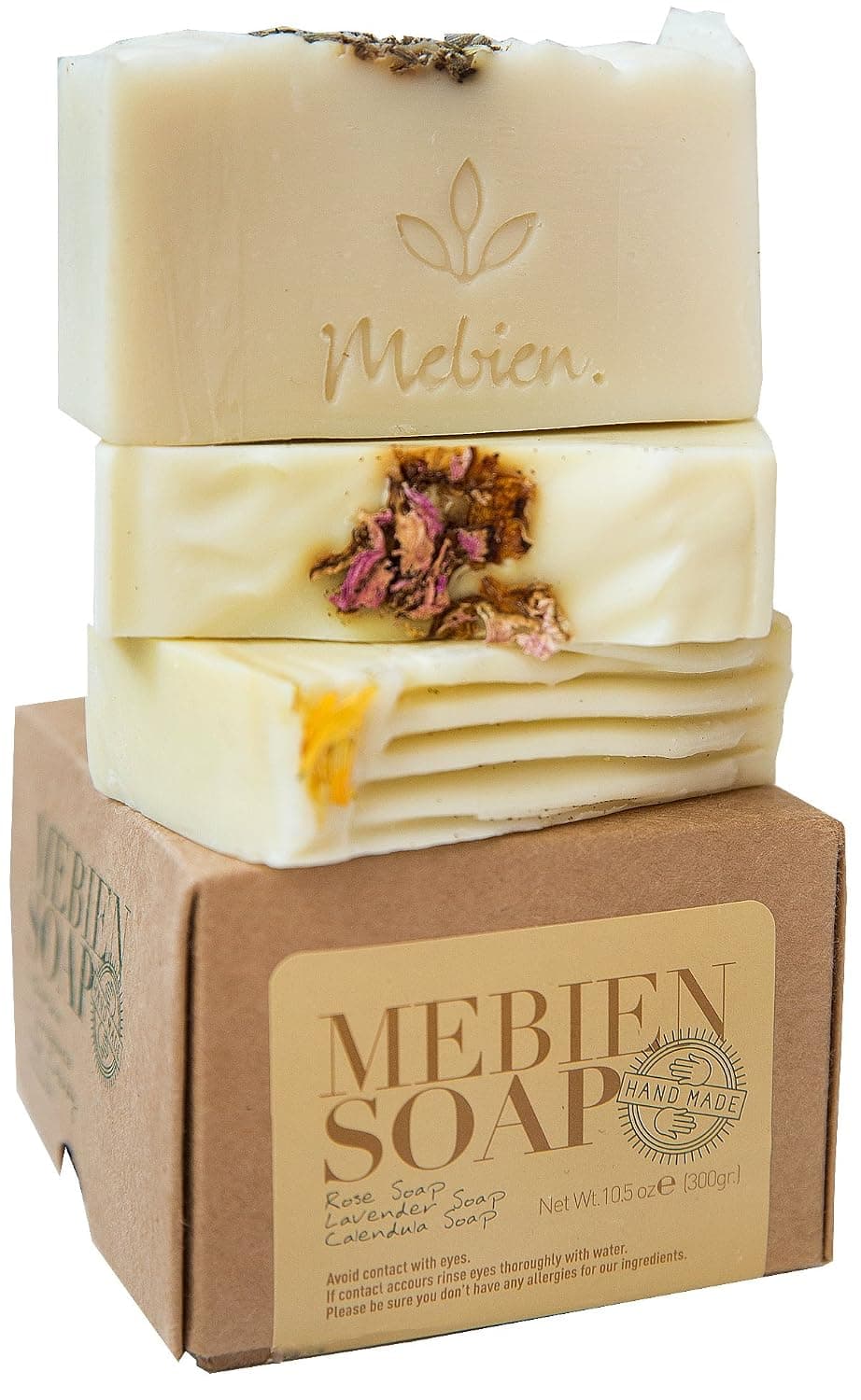 YIROCK Mebien Organic Vegan Soap Bar - Homemade Natural Luxury handmade gift set for women body hand face bath Rose Lavender Calendula 3x3.5 oz