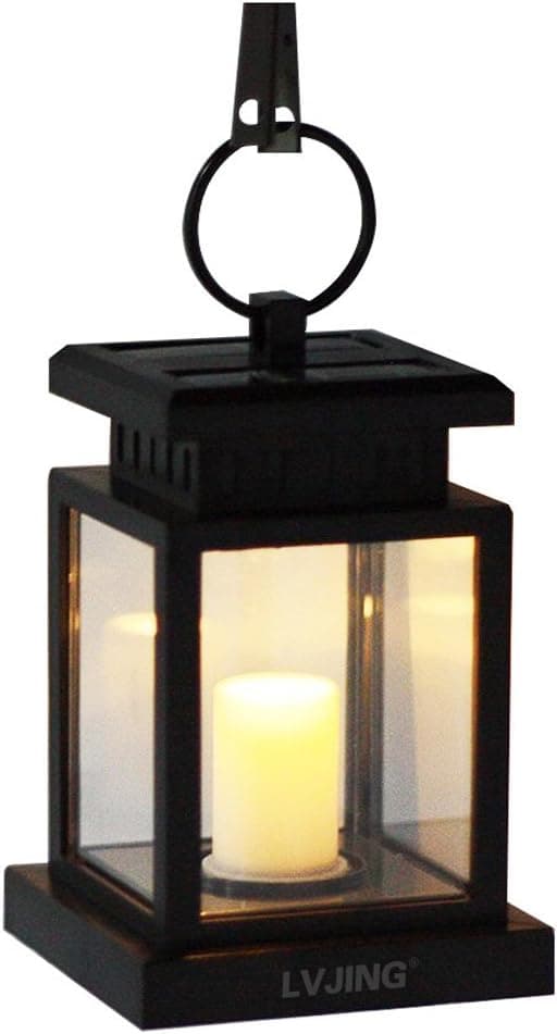 Solar Lantern Outdoor Hanging Solar Lights, Solar Garden Lights for Patio Landscape Yard, Warm White Candle Flicker, Auto Sensor On Off