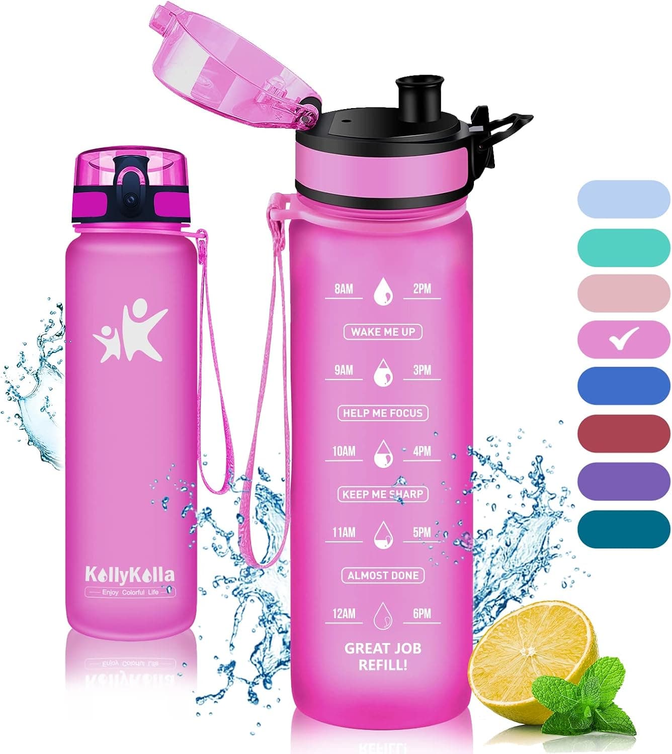 HMDOR Water Bottles, 800ml Sports Water Bottle, 27oz Motivational Water Bottle with Time Marker, Time Water Bottles, Gym Water Bottle for Mens, Women, Fitness, Camping