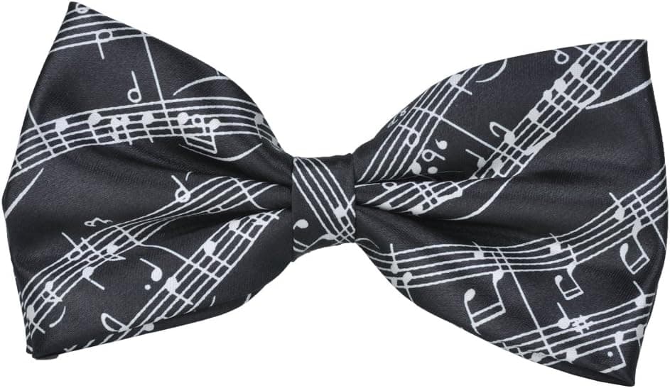 PUNK Music Notes Bow Tie Men's Bowtie Pre-Tied Adjustable Length Birthday Gift Formal Fun Occasions