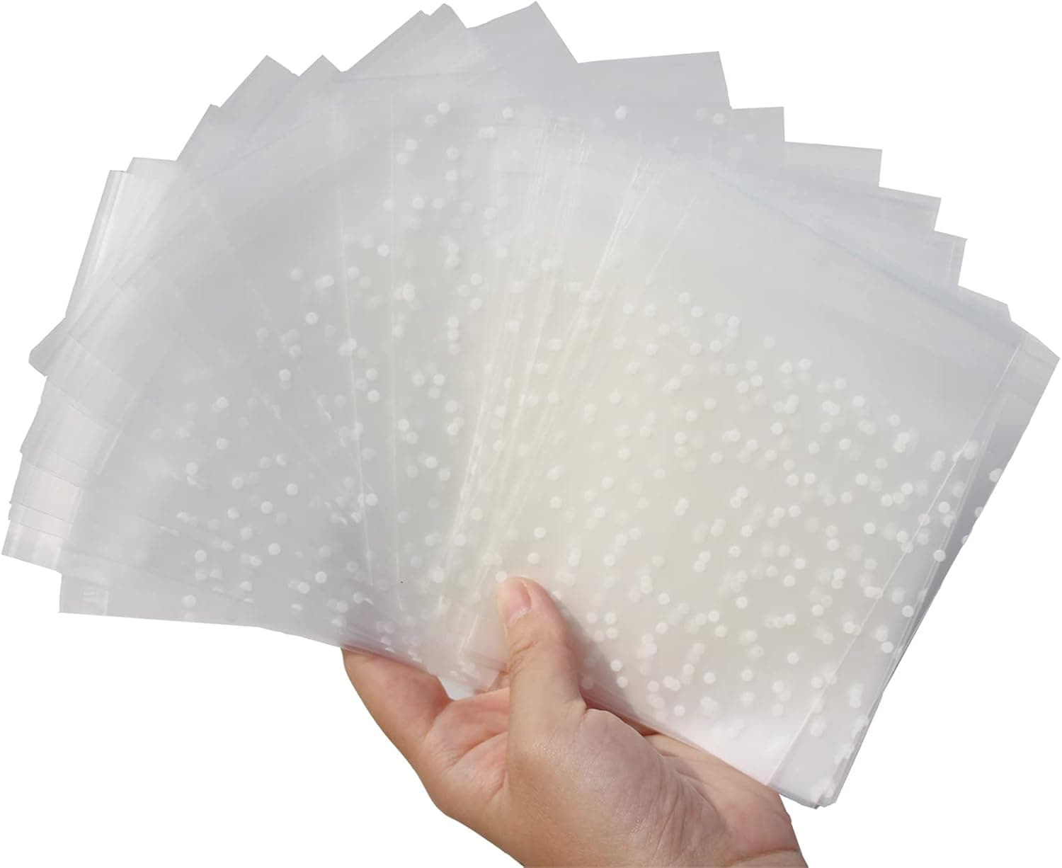 Muhome 200pcs Self Adhesive Treat Bag with 200 Thank You Labels Cellophane Bag Cookie Bag, White Polka Dot Party Favor Bag for Bakery, Candy, Cookie Thanksgiving Day Party Supplies