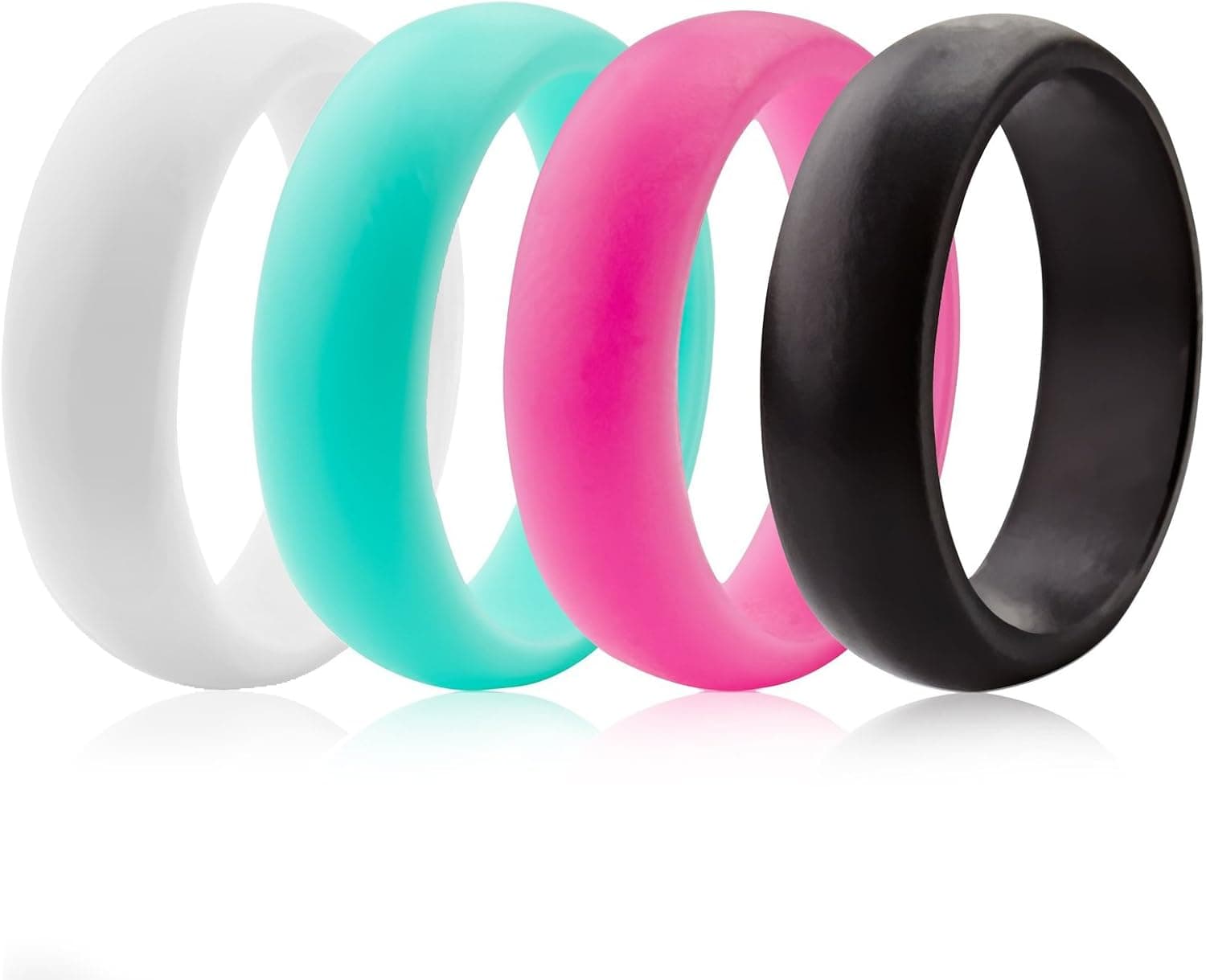 ThunderFit Women Silicone Wedding Bands, Breathable Leaf Cross Pattern Wedding Rings - 4mm Wide