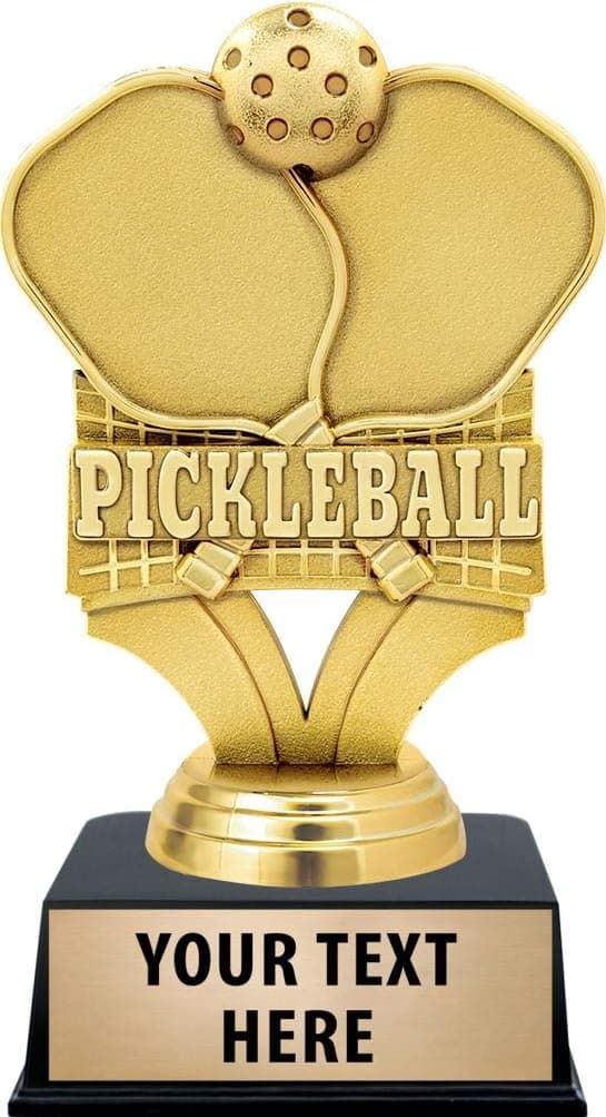 Crown Awards Pickleball Trophies with Custom Engraving, 6" Personalized Pickleball Trophy On Black Base Prime