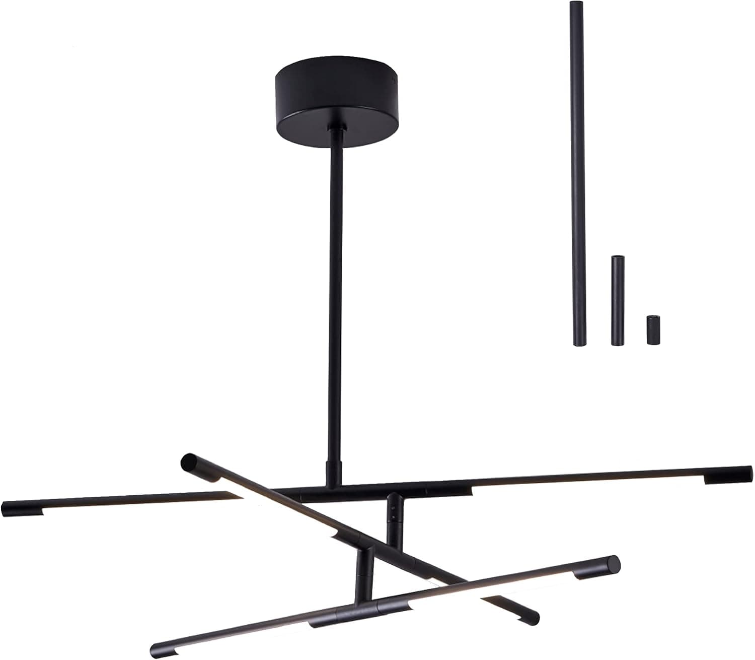 Kinglong Modern Led Chandelier Dimmable Fixture Black Suction and Sling Pendant Light,pluggable New Art Lamps Ceiling Light for Dining Room,Kitchen,Bathroom,Foyer Decoration Easy to Install（6 Heads）