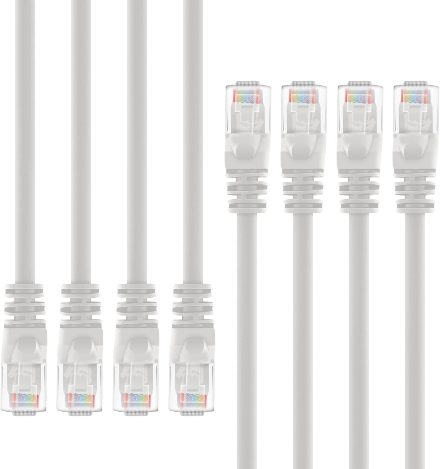 GearIT 8-Pack, Cat 6 Ethernet Cable Cat6 Snagless Patch 1 Foot - Snagless RJ45 Computer LAN Network Cord, White - Compatible with 8 Port Switch POE 8port Gigabit