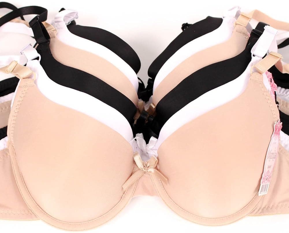 Mamia Women's 6 Basic Color Bras Lot-34C-Assorted