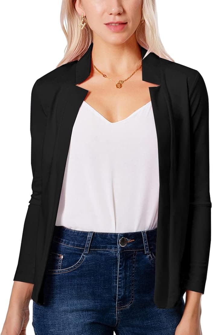 AETOSK Women's Open Front Casual Jacket Blazer Office Work Notched Collar Long Sleeve Cardigan Blazer