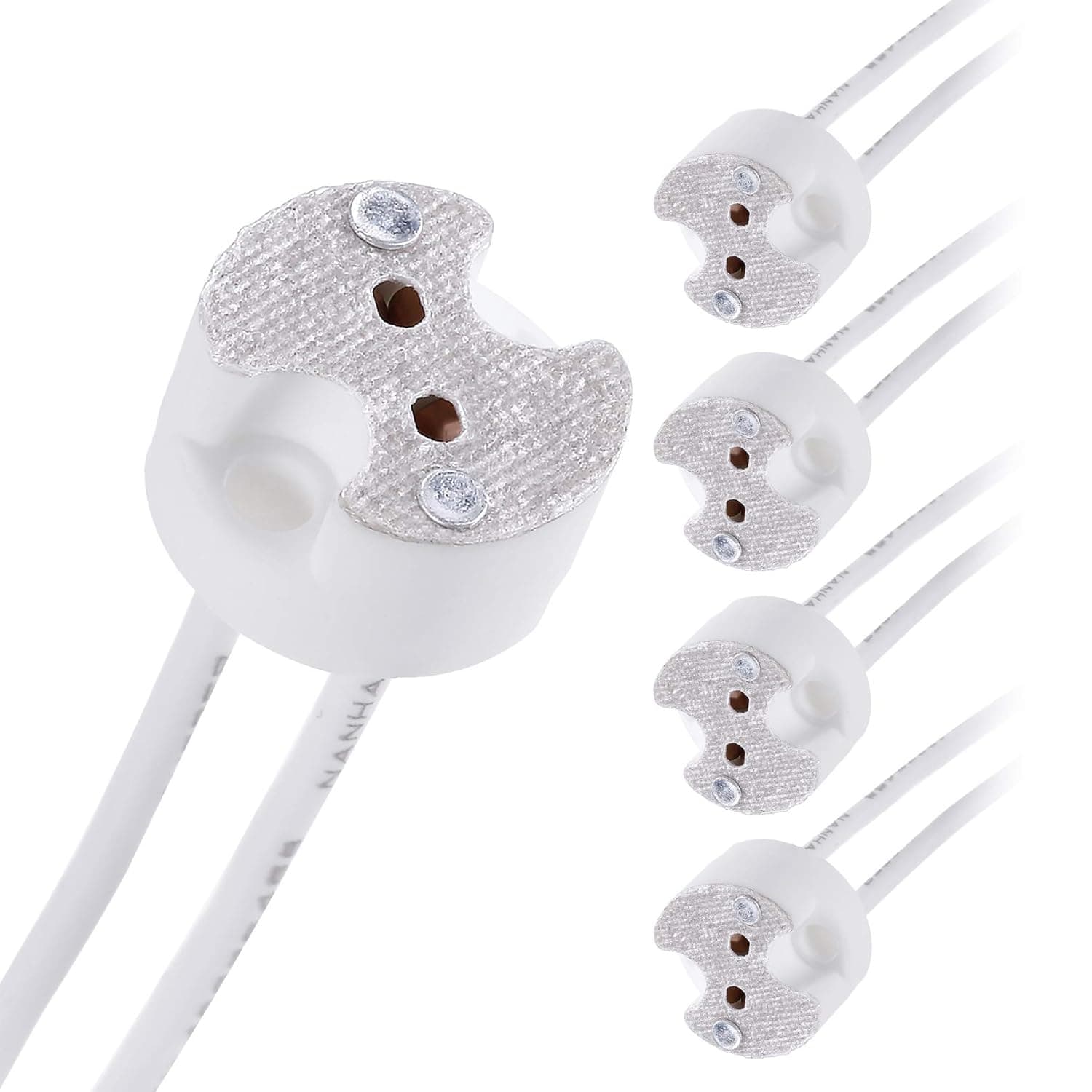 TORCHSTAR G4, GU5.3 Bi-Pin Socket, up to 75 Watts, Ceramic Body with Mica Covers, for LED Halogen Incandescent Light Bulbs, MR11, MR16, Pack of 5