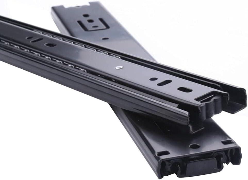 Btibpse 16-inch Length Full Extension Drawer Slides Telescopic Ball Bearing Slide Rail Black 2pcs