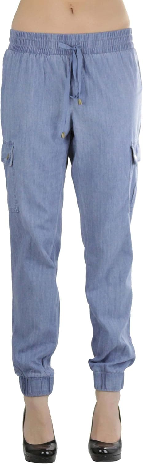 ToBeInStyle Women's Denim Cargo Jogger Pants