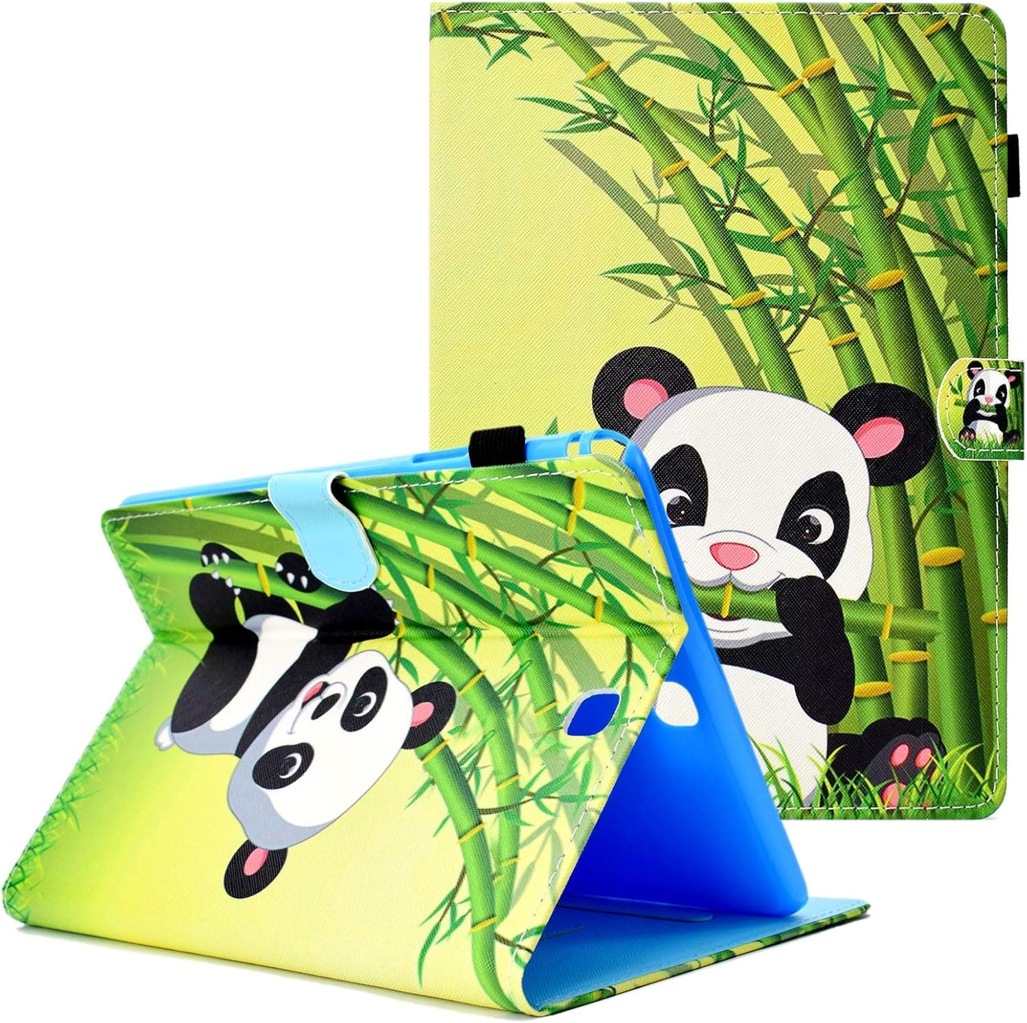 UUcovers Cover for Samsung Galaxy Tab A 9.7 inch 2015 Model (SM-T550/T555C/P550/P555C) with Pencil Holder Pockets [Auto Wake/Sleep] Folio Stand Smart PU Leather TPU Back Wallet Case, Bamboo Panda