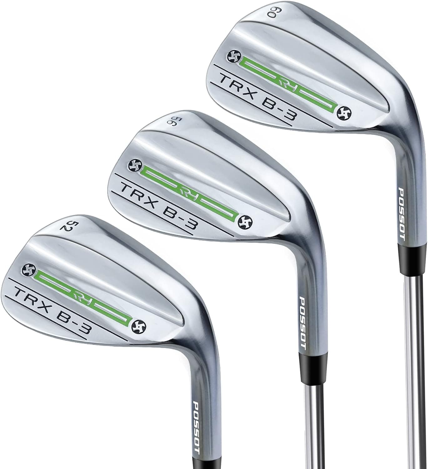 POSSOT 3 PCS Wedge Set or Individual Golf Wedges, Available in 52° Gap Wedge, 56° Sand Wedge and 60° Lob Wedge for Man and Woman Right Hand, Deeper Grooves for Mixer Spin