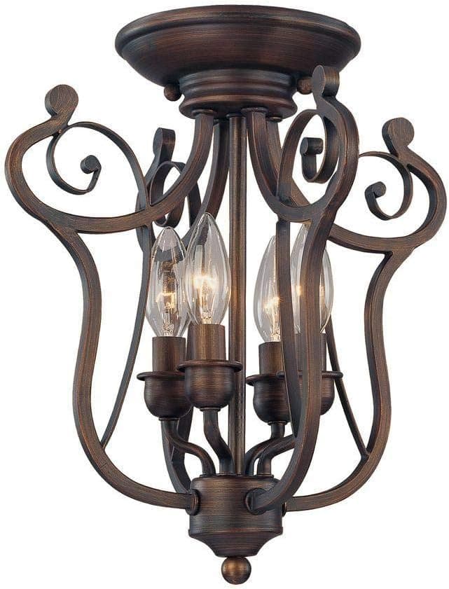 Millennium 1144-RBZ Four Light Semi-Flush Ceiling Mount, Bronze/Dark