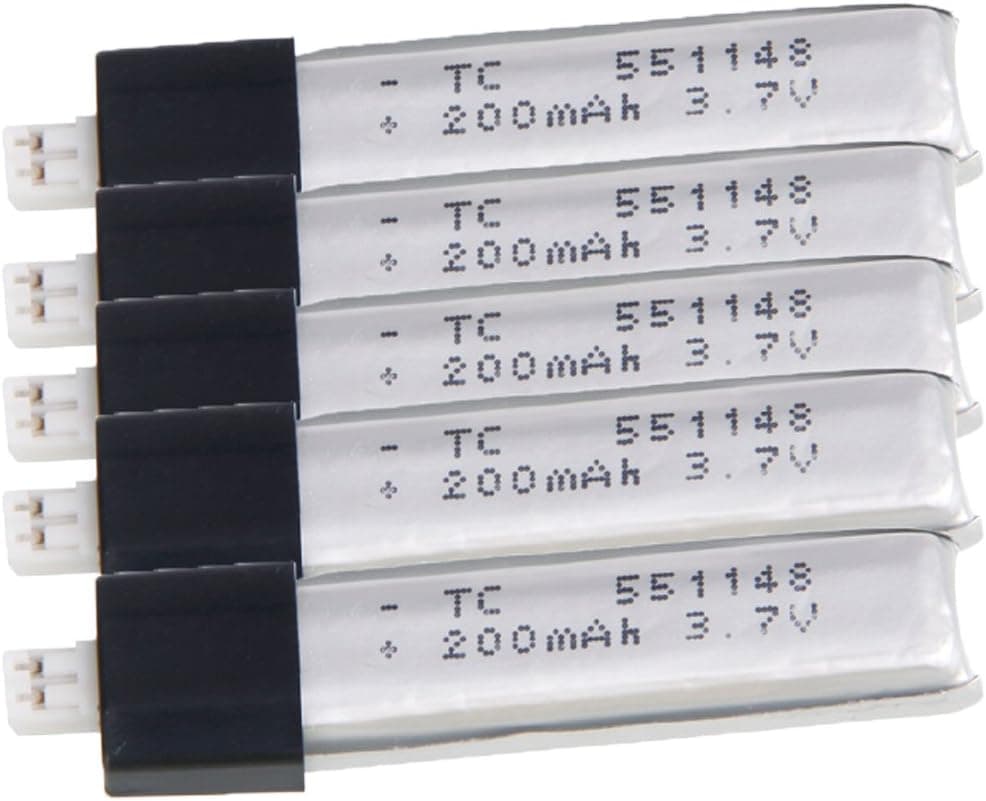 5 X 3.7V 200 mah Li-Polymer Helicopter Battery for WLtoys V911 RC Helicopter Relacement White