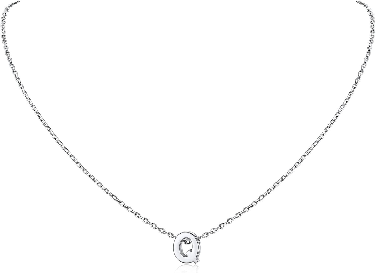 ChicSilver 925 Sterling Silver Letter A-Z Pendant Necklace, Dainty Small Initial Necklace for Women Girls, Silver/Gold/Black (with Gift Box)