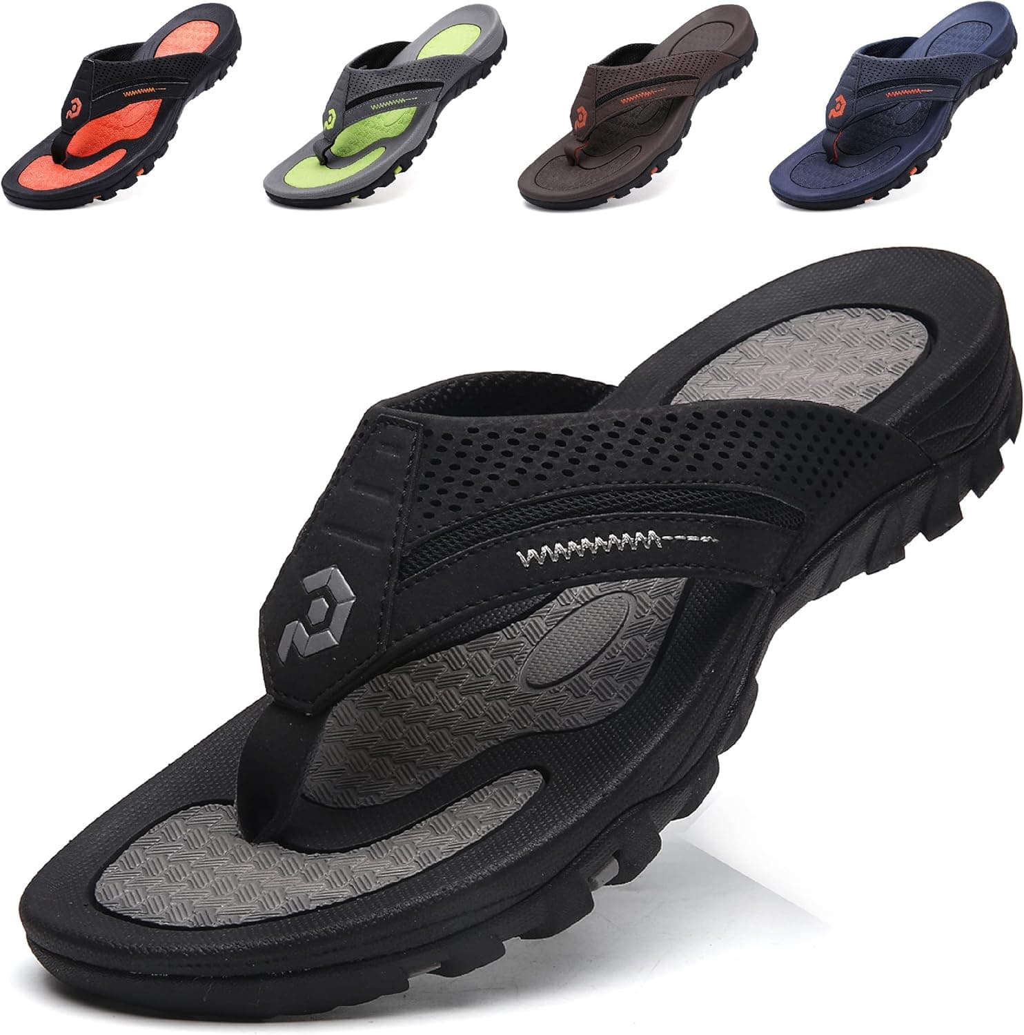 POPULO Men flip flops bathroom Comfort Arch Support Sport Thong Sandals Outdoor Beach Flip Flop and Indoor flip flops for men