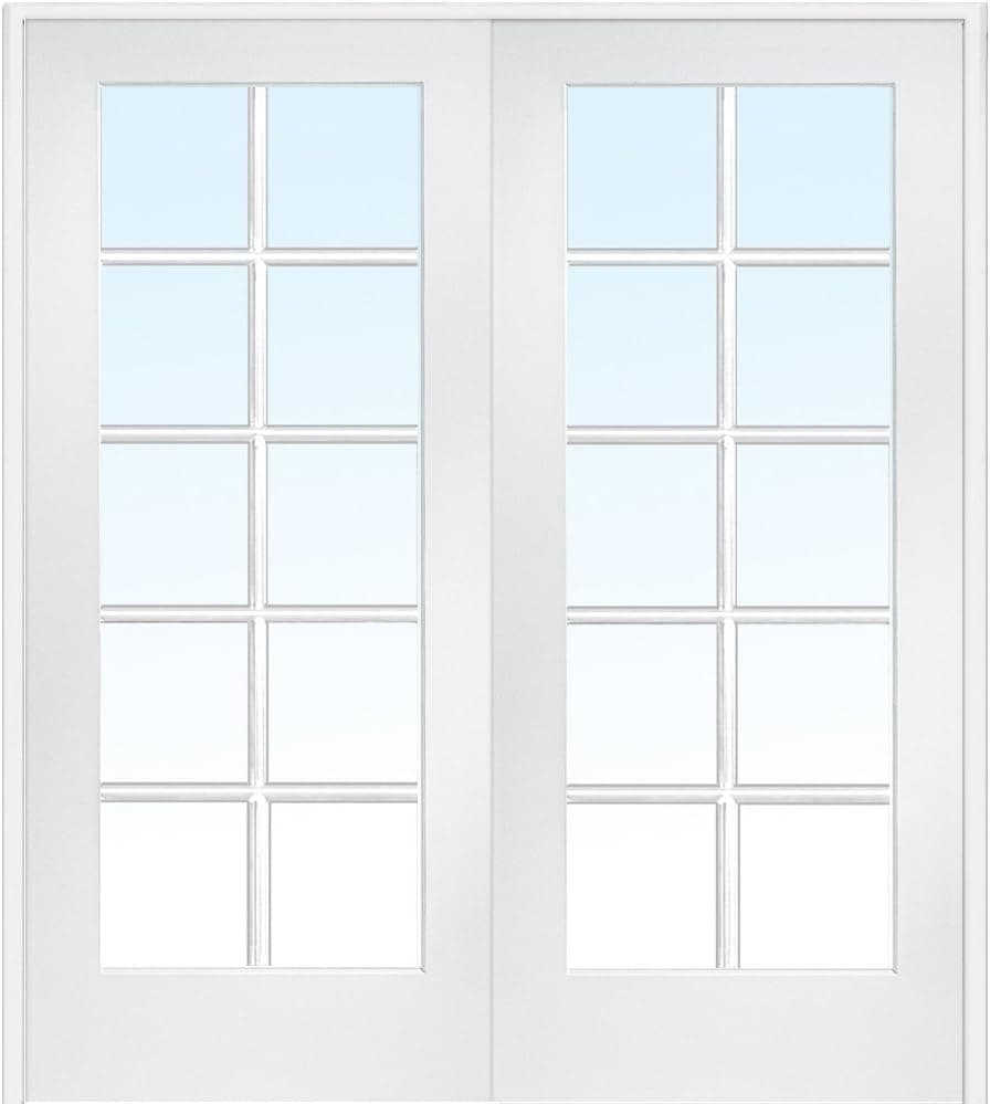 National Door Company ZZ09320BA Primed MDF 10 Lite Clear Glass, Prehung Interior Double Door, 60" x 80"