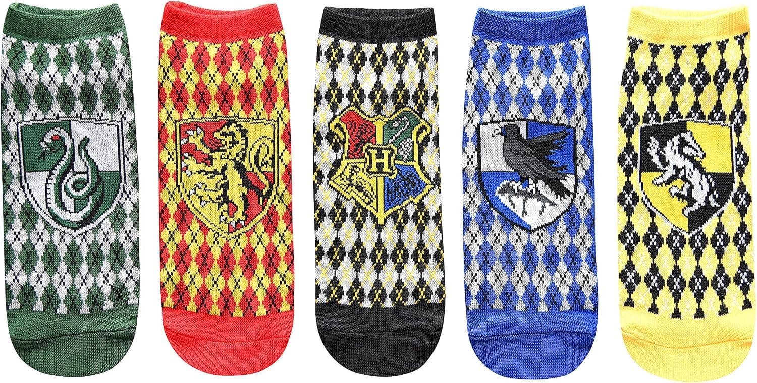 Harry Potter House Crests Argyle Juniors/Womens 5 Pack Ankle Socks