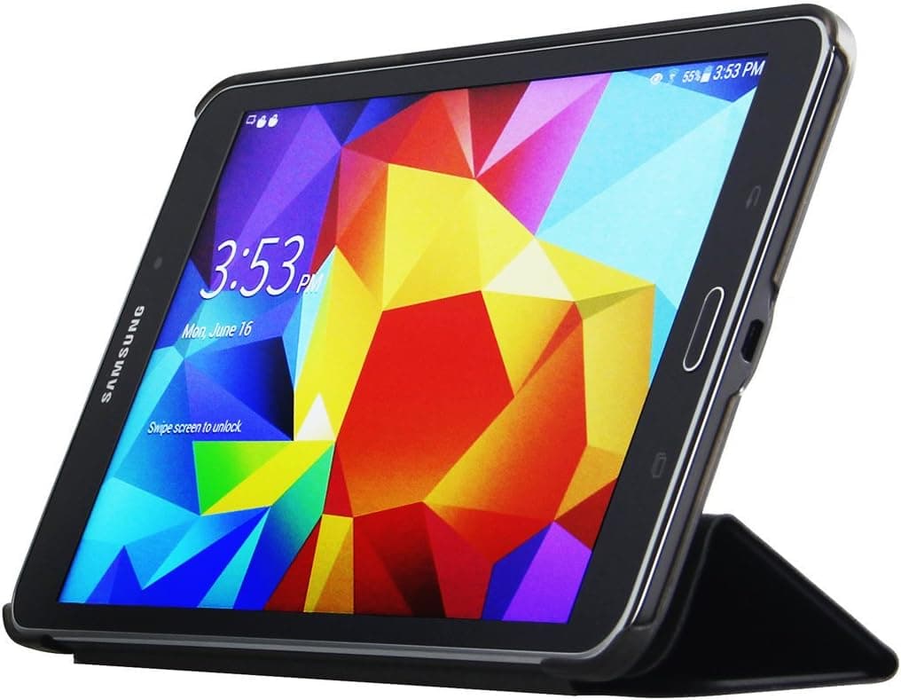Jinique Samsung Galaxy Tab 4 8.0 (8 inch) Case - Ultra slim Stand Smart Cover Lightweight Auto Wake/Sleep (Black)
