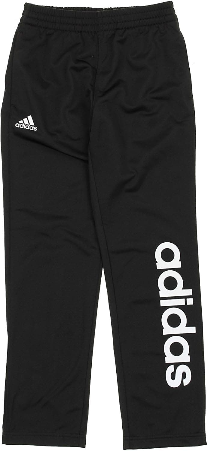 adidas Youth Linear Tricot Athletic Pants, Black/White