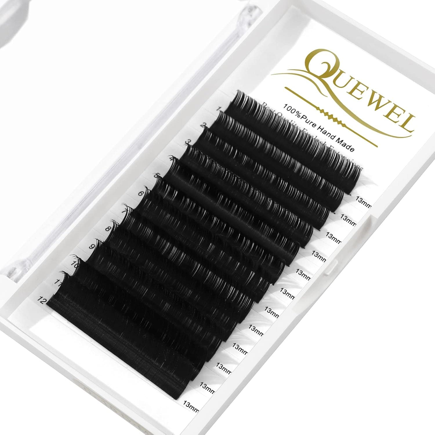 QUEWEL Eyelash Extension Supplies 0.20 C Curl 13mm Classic Individual Lash Extensions|Optinal 0.03/0.05/0.07/0.10/0.15/0.20 C/D Single 8-25mm Mix 8-14mm 15-20mm 20-25mm|(0.20 C 13mm)