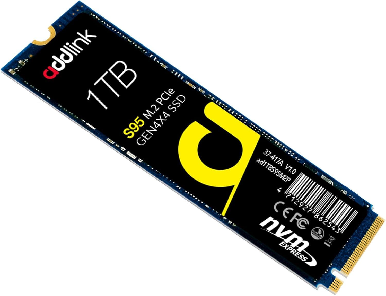 Addlink S95 1TB SSD for PC Storage 7200 MB/s Maximum Read Speed PCIe NVMe Gen4 Internal Solid State Hard Drive (ad1TBS95M2P)