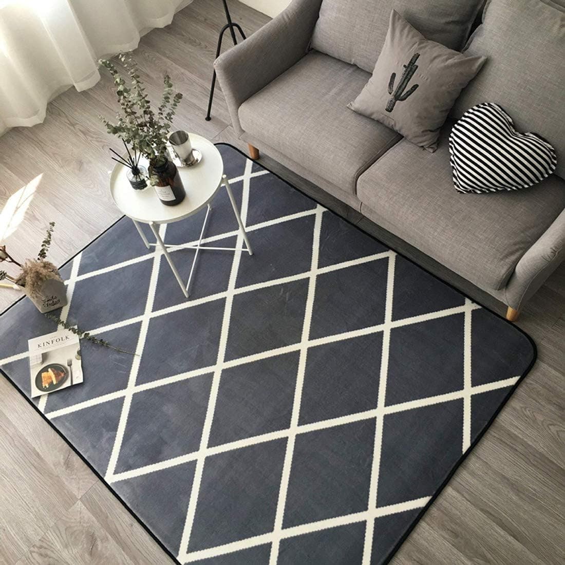 UKELER Modern Grey Area Rugs Non-Skid Floor Accent Rugs for Living Room/Bedroom/Dorm Room, 59''x74.8''