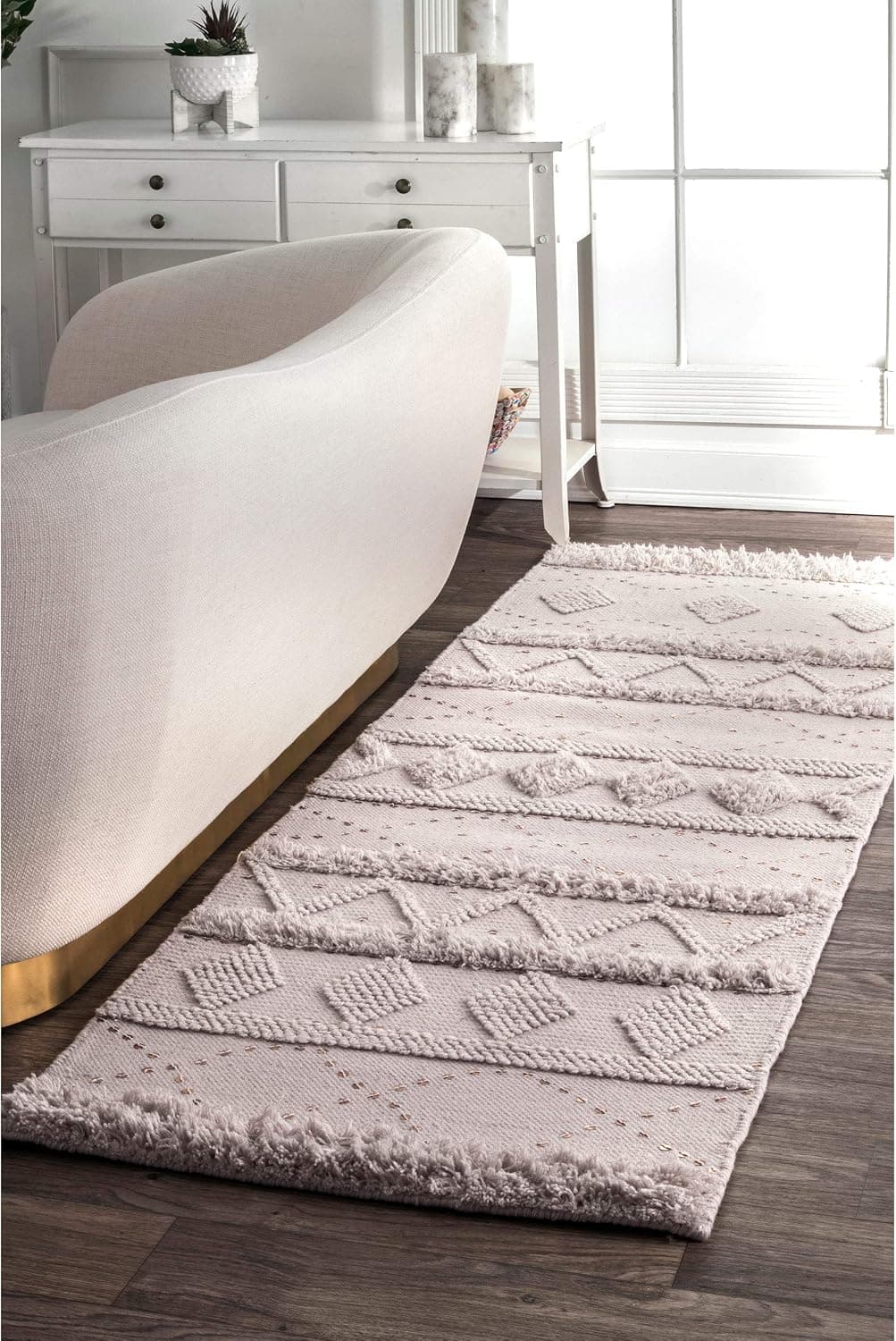 nuLOOM Lauretta Tassel Wool Runner Rug, 2' 6" x 8', Stone