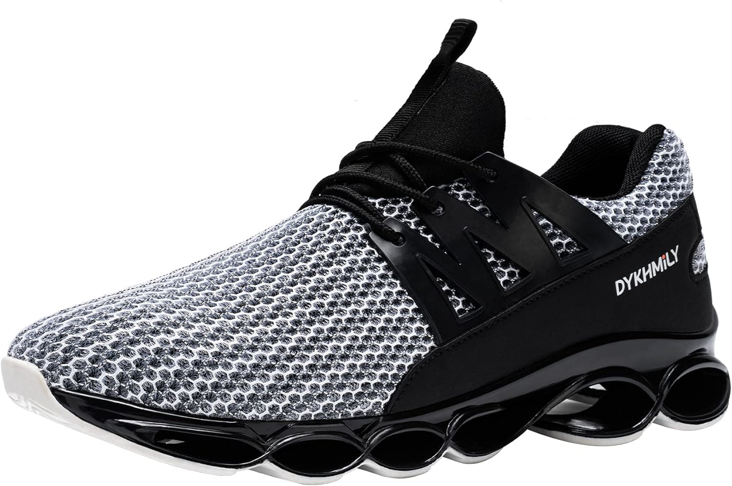 DYKHMILY Safety Sneakers for Women Slip Resistant Lightweight Walking Shoes Cushion Steel Toe Tennis Shoe Breathable Work Shoes for Food Service(5.5,Black Grey,D91808)