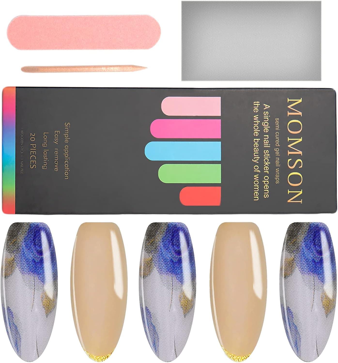 Semi Cured Gel Nail Wraps - 20 Sheet Glitter Semicured Stick on Nails Polish Strips - Soild Color Full Nail Decal Stickers, Gel Polish Nail Art Kits for Women Girls at Home (Coffee Timeless Rose)