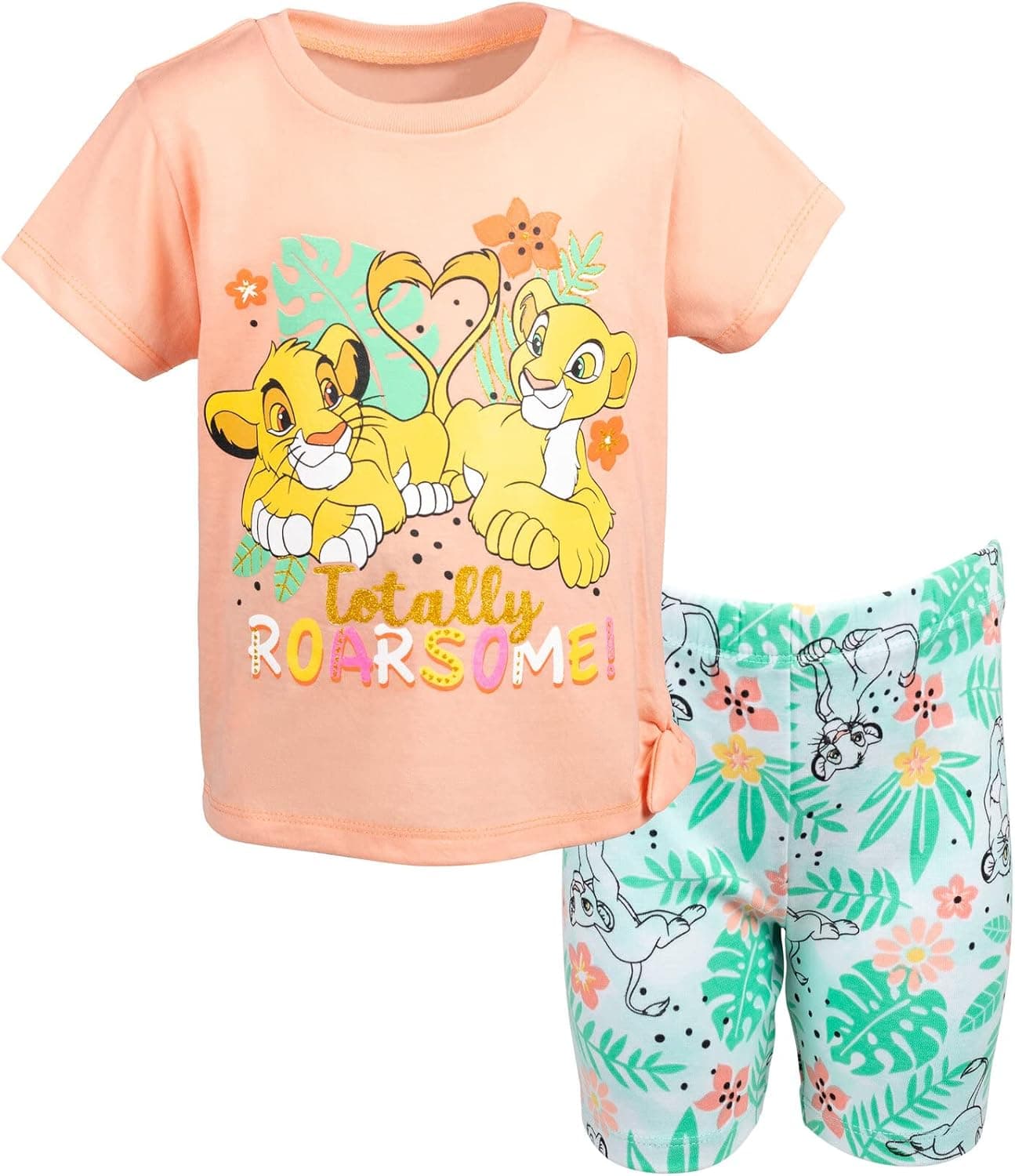Disney Lion King Toy Story Moana Simba Nala Jessie Woody Girls T-Shirt & Bike Shorts Outfit Set Infant to Little Kid