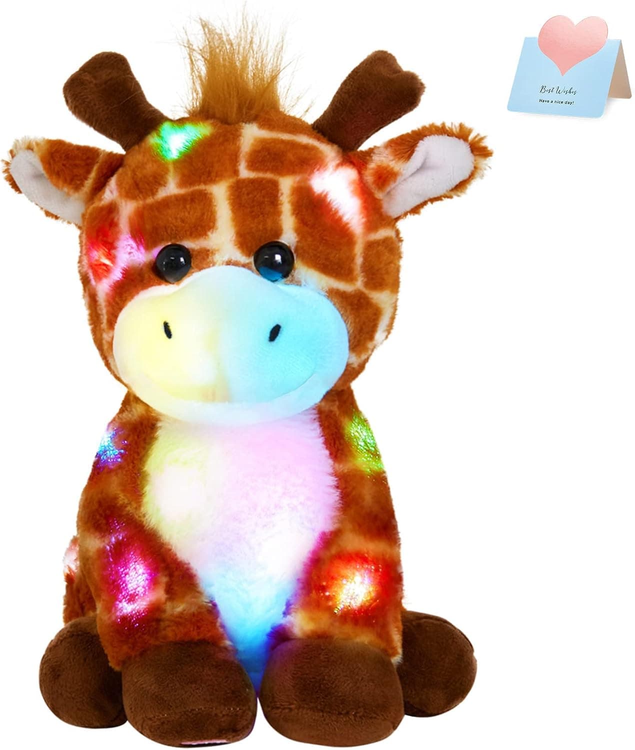 Glow Guards 12'' Light up Giraffe Stuffed Animals Glow Soft Plush Toy with LED Night Lights Wildlife Birthday Christmas for Toddler Kids