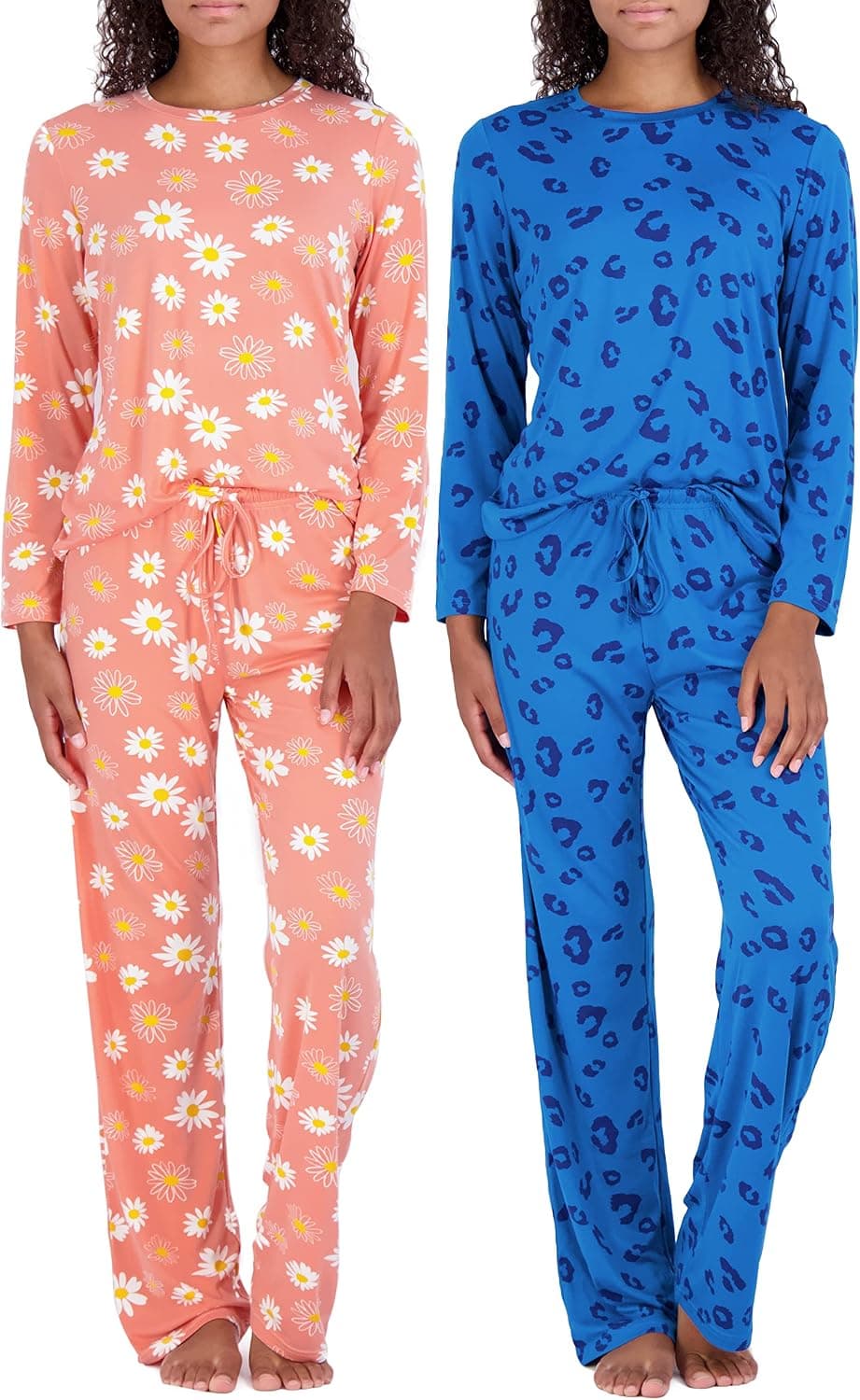 Real Essentials 2 Pack: Women’s Pajama Set Super-Soft Short & Long Sleeve Top With Pants (Available In Plus Size)
