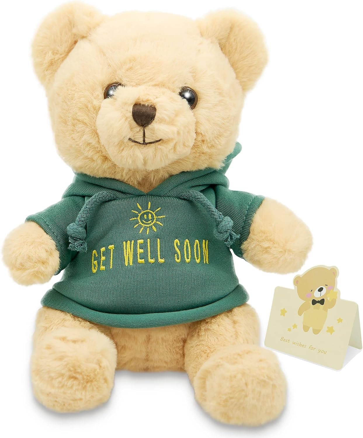 Get Well Soon Bear Gift for Woman Man Comfort Stuffed Animal Soft Plush Teddy Bear Sympathy Hospital Get Better Soon Present Green