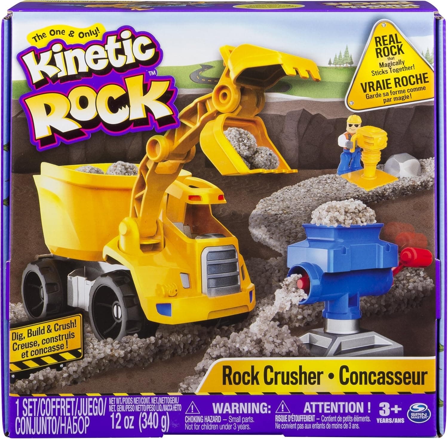 Kinetic Rock - Rock Crusher Toy Kit with Construction Tools, for Ages 3 & Up
