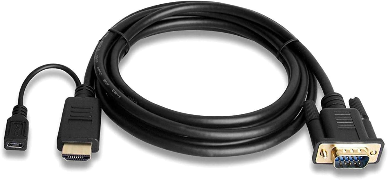 gofanco 6ft Active HDMI to VGA USB-Powered Cable (Male to Male) with a 3ft Micro USB Power Cable for HDMI Enabled Systems to Connect to VGA displays (HDMIVGA6F)