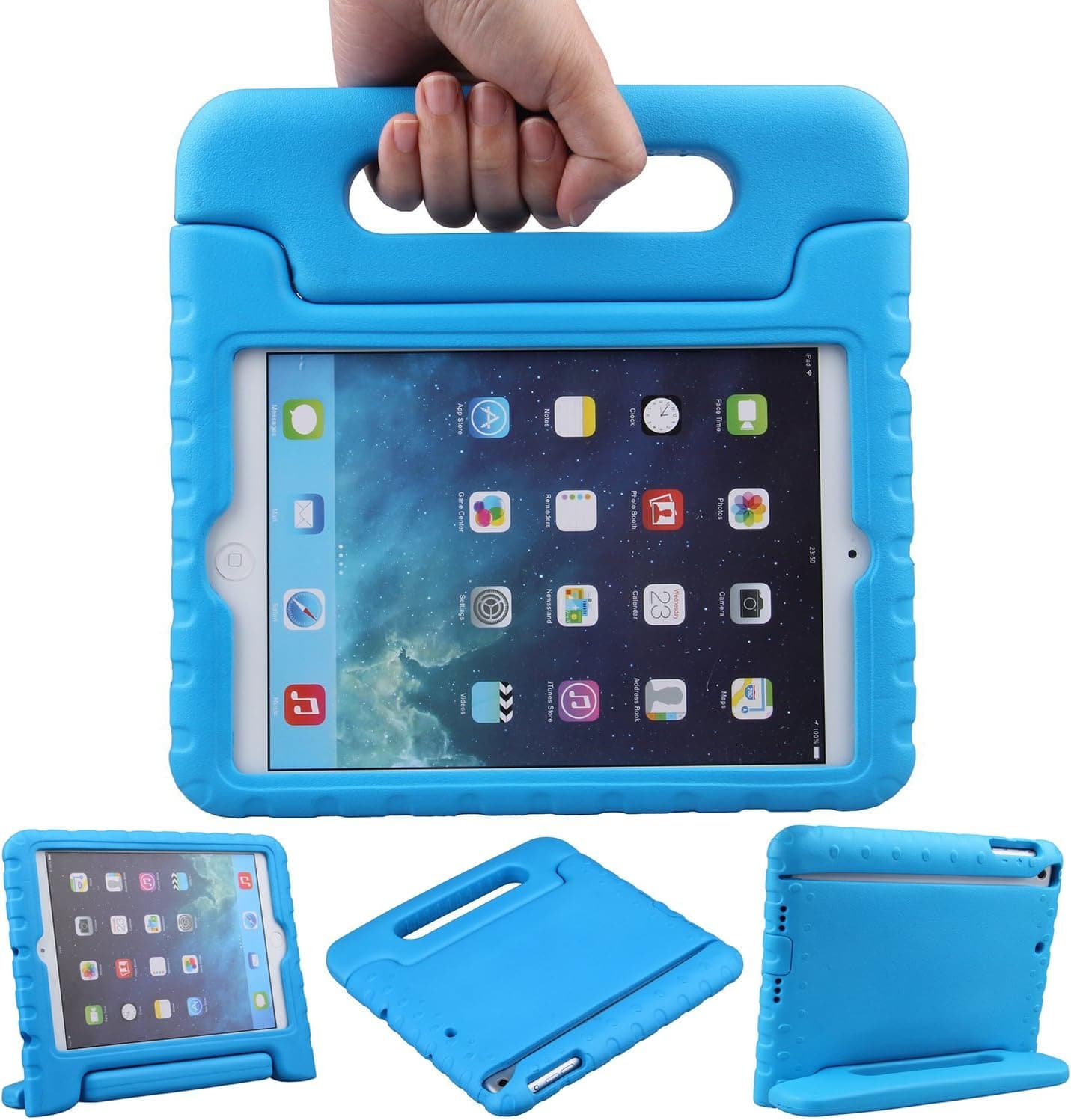 TREL iPad Mini Case, Shockproof Case Convertible Light Weight EVA Protection Cover with Handle Stand for Apple iPad Mini 3 / Mini 2 / Mini 1(Blue)