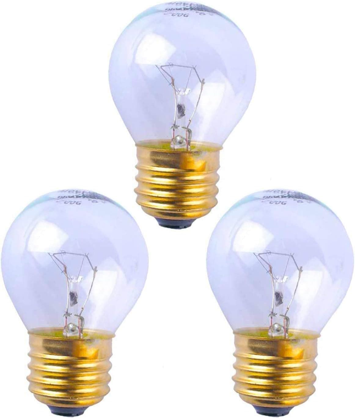 Oven Llight Bulb 40W High Temp, 110V-120V Clear Glass Light Bulb E27/E26 G45 Medium Brass Base 400 Lumens (Pack of 3) Appliance Light Bulb