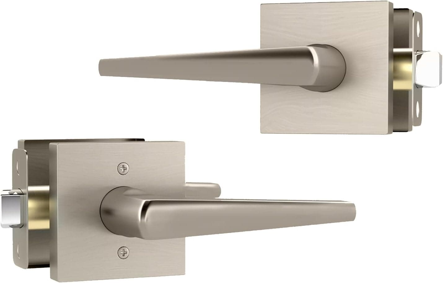 Mega Handles Passage I Lever Door Handle Set for Hallway, Closet and Bathroom I Reversible Heavy Duty Design I Fits All Standard Door Sizes I Screws Included - Satin Nickel (1 Pack)