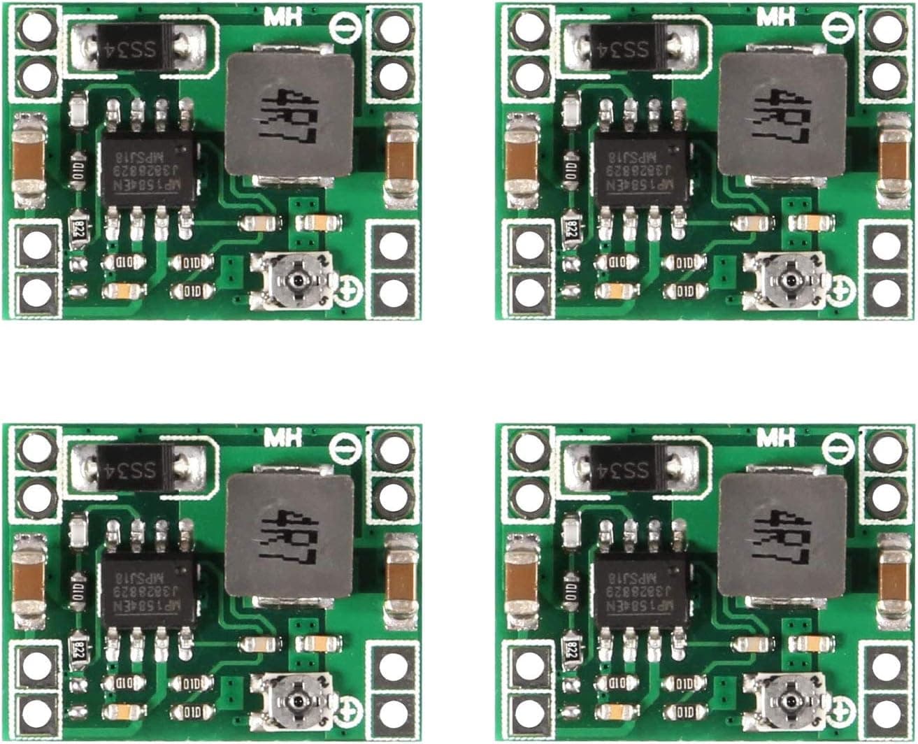 ALAMSCN Mini MP1584EN 3A Step Down Power Supply Module DC-DC 24V to 12V 9V 5V 3V Ultra-Small Adjustable Buck Converter for Arduino (Pack of 4)
