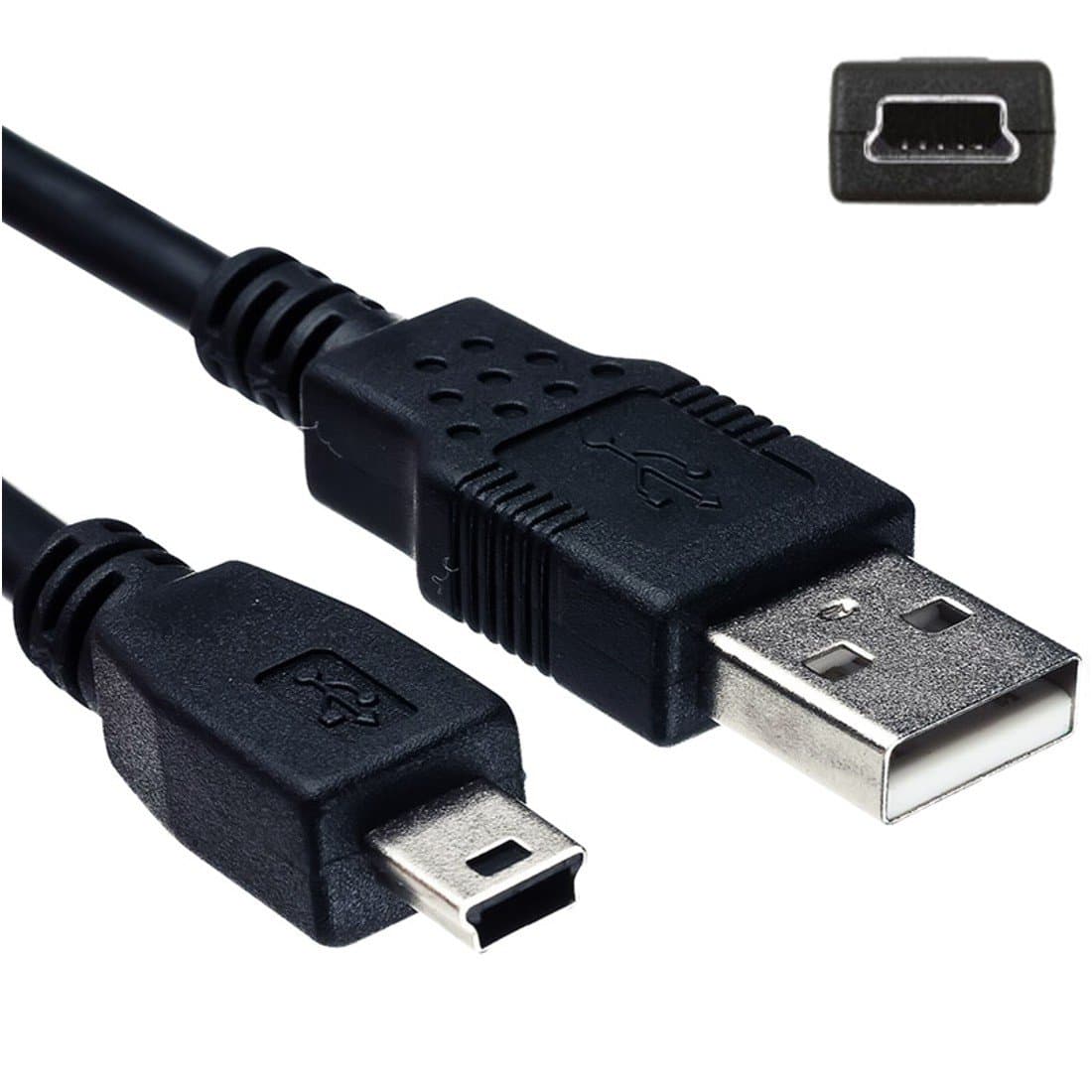 HQRP Long 6ft USB to Mini USB Cable Compatible with Sony Handycam DCR-SR42 DCR-SR42A DCR-SR45 DCR-SR46 Camcorder
