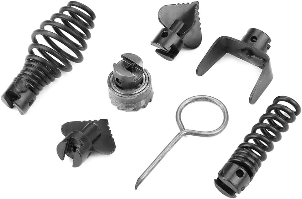 Hilitand 7PCS 16mm Pipe Dredge Cutter Heads,Dredge Spring Automatic Head Locking Head/Gear/Cutter Head